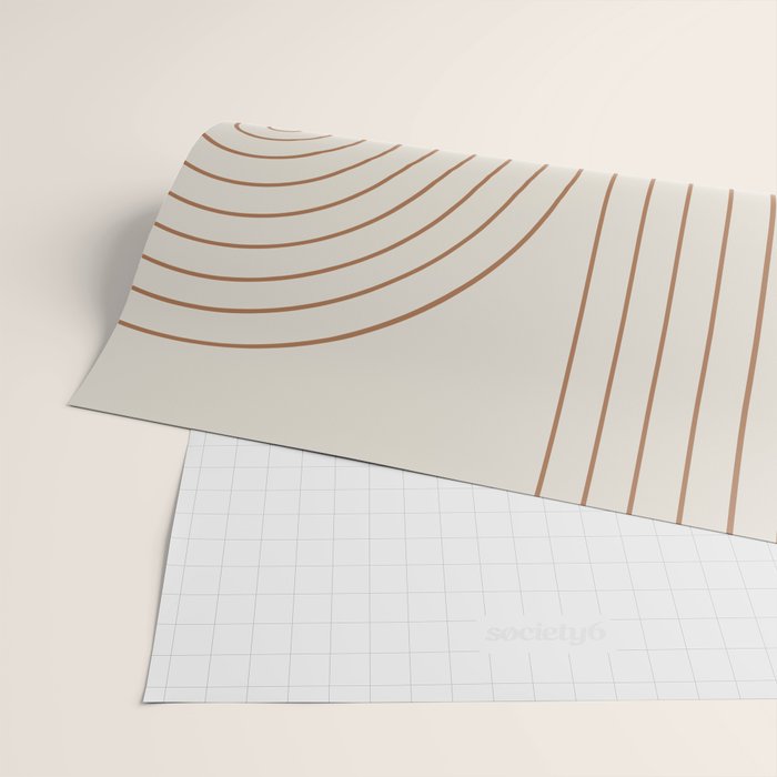 Minimal Line Curvature VI Earthy Natural Mid Century Modern Arch Abstract Wrapping Paper Gallery Image 2