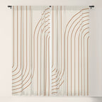 Minimal Line Curvature VI Earthy Natural Mid Century Modern Arch Abstract Window Curtain Gallery Image 5