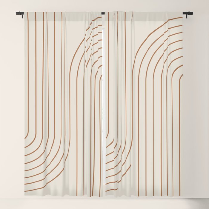 Minimal Line Curvature VI Earthy Natural Mid Century Modern Arch Abstract Window Curtain Gallery Image 5