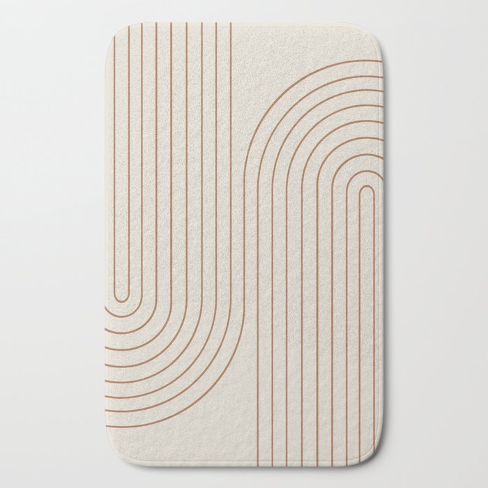 Minimal Line Curvature VI Earthy Natural Mid Century Modern Arch Abstract Bath Mat Gallery Image 2