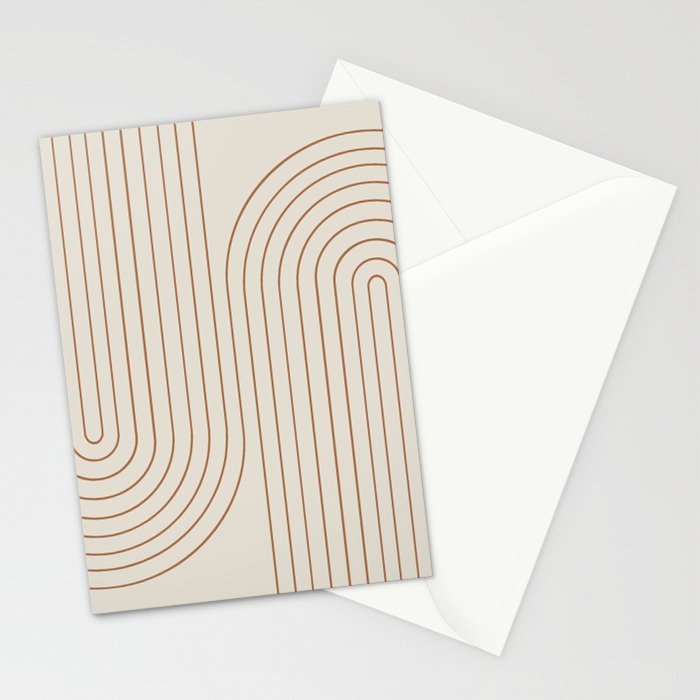 Minimal Line Curvature VI Earthy Natural Mid Century Modern Arch Abstract Stationery Card Gallery Image 2