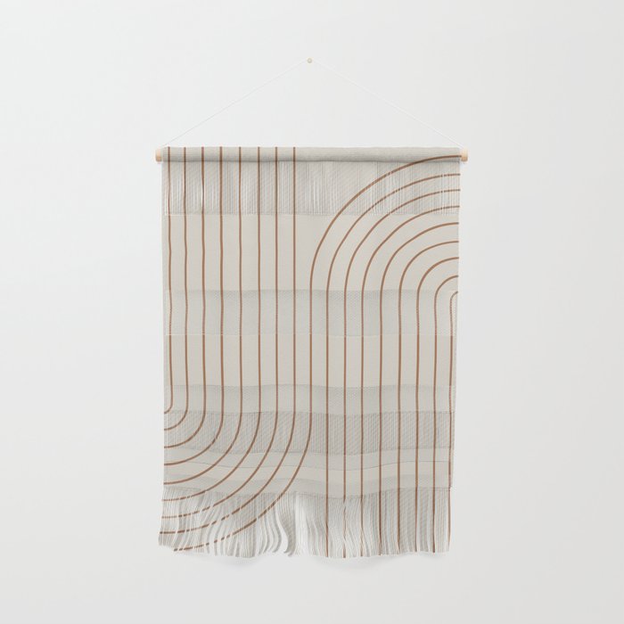 Minimal Line Curvature VI Earthy Natural Mid Century Modern Arch Abstract Wall Hanging Gallery Image 1