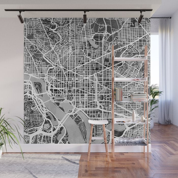 Washington DC City Street Map Wall Mural Gallery Image 1