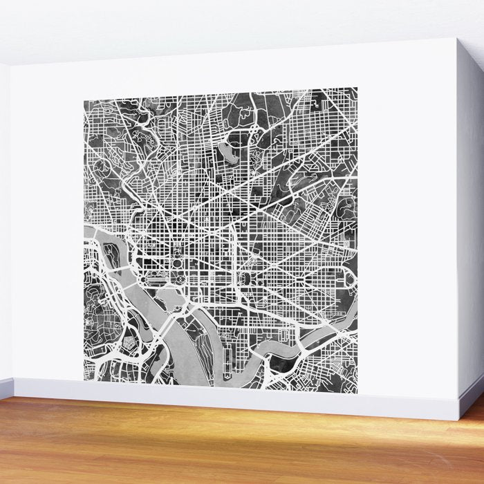 Washington DC City Street Map Wall Mural Gallery Image 2