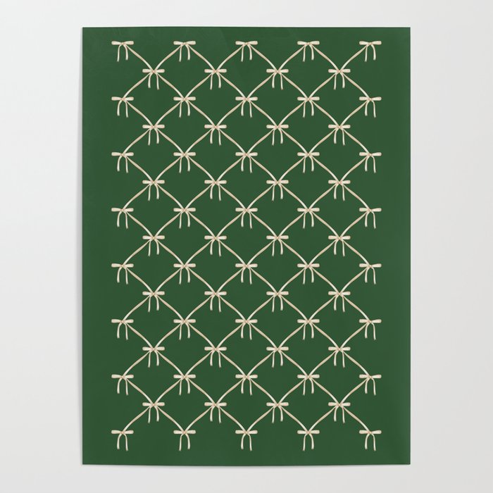 Bows & Ribbons Pattern XXV Dark Forest Green Poster Gallery Image 1