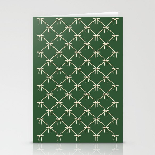 Bows & Ribbons Pattern XXV Dark Forest Green Stationery Card Gallery Image 2