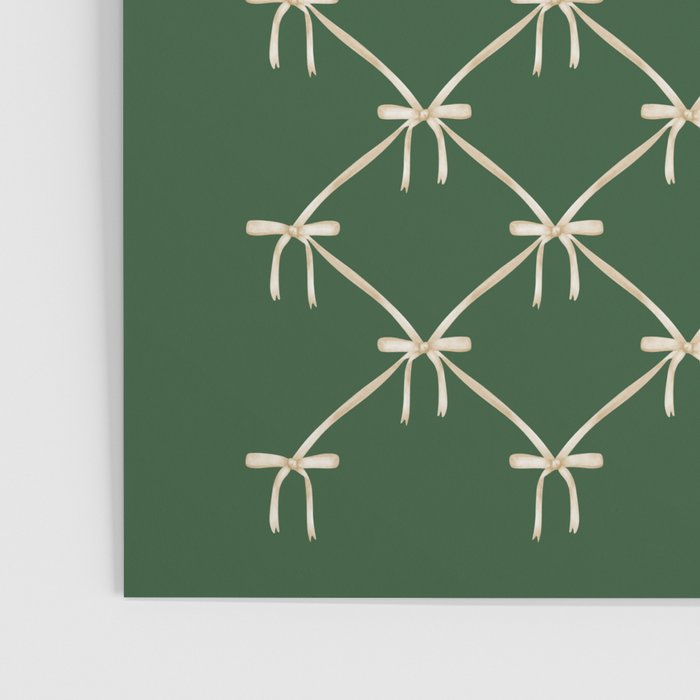 Bows & Ribbons Pattern XXV Dark Forest Green Poster Gallery Image 3