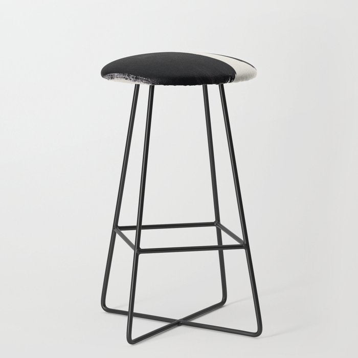 Mid Century Modern Minimalist Abstract Art Brush Strokes Black & White Ink Art Brush Strokes Stool Gallery Image 1