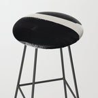 Mid Century Modern Minimalist Abstract Art Brush Strokes Black & White Ink Art Brush Strokes Stool Gallery Image 2