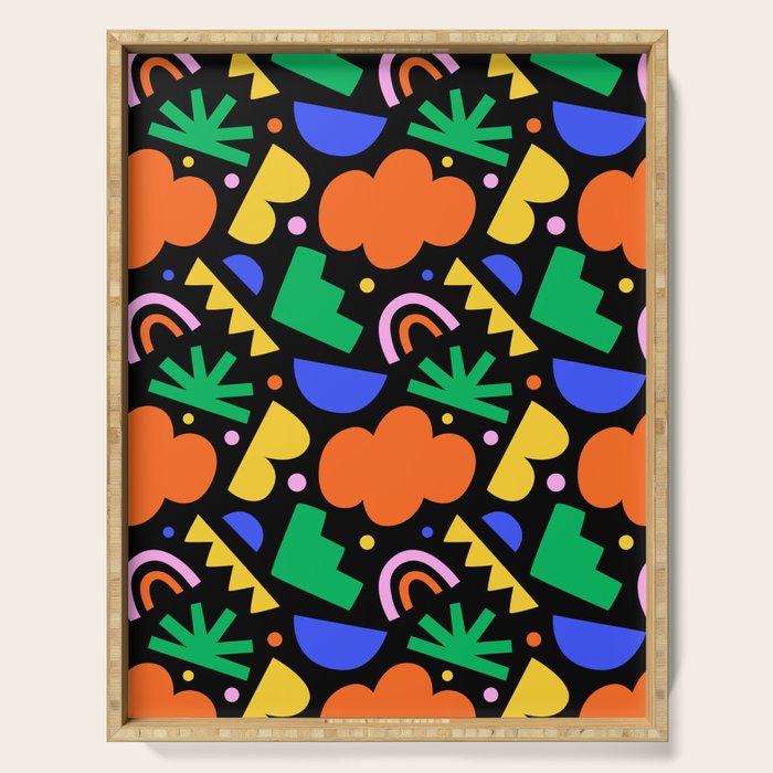Creative colorful organic shape art pattern Serving Tray Gallery Image 1