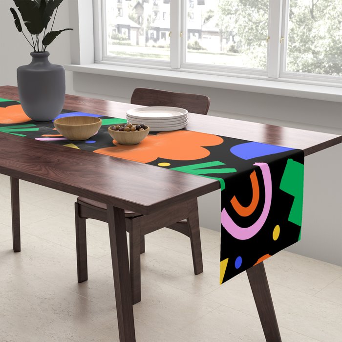 Creative colorful organic shape art pattern Table Runner Gallery Image 2