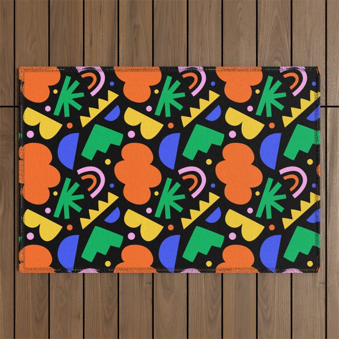 Creative colorful organic shape art pattern Outdoor Rug Gallery Image 1