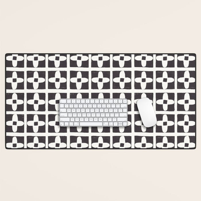 Floral Tiles / Lino Print Desk Mat Gallery Image 1