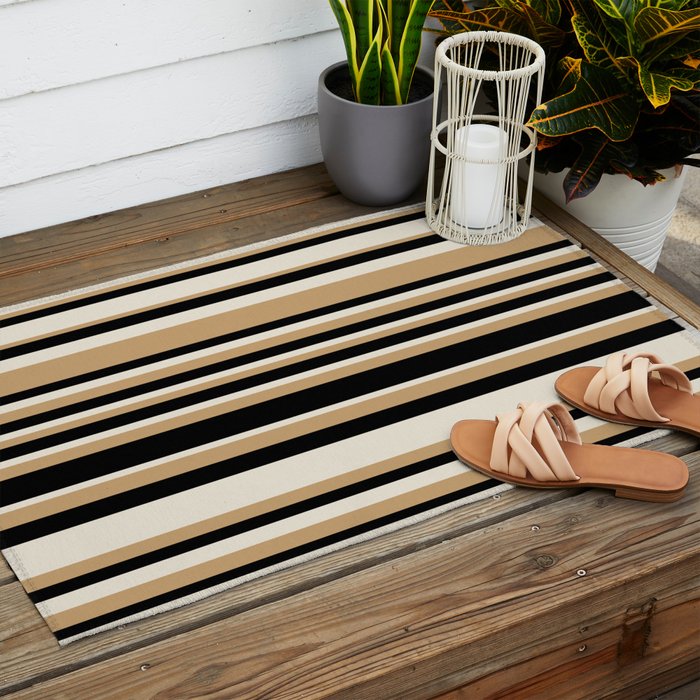 Classic Stripes VII - Neutral Vintage Outdoor Rug Gallery Image 2