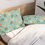 Floral Easter Eggs - Aqua Pillow Sham Gallery Image 2