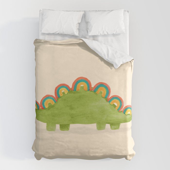 Rainbow colored dinosaur (stegosaurus) Duvet Cover Gallery Image 1