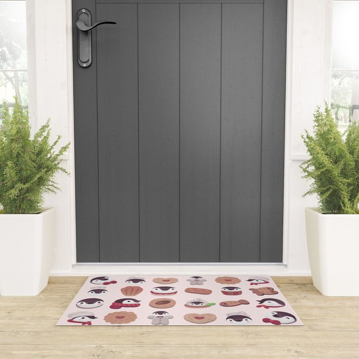 Cookie & cream & penguin - pink pattern Welcome Mat Gallery Image 3