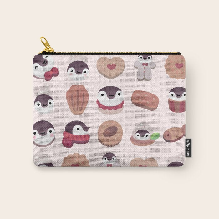 Cookie & cream & penguin - pink pattern Carry All Pouch Gallery Image 1