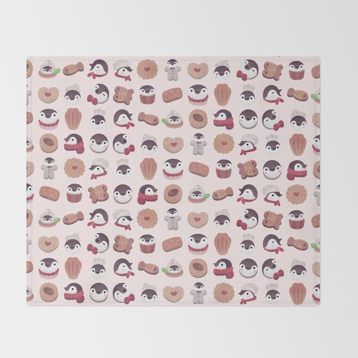 Cookie & cream & penguin - pink pattern Throw Blanket Gallery Image 2