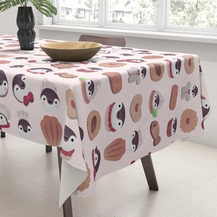Cookie & cream & penguin - pink pattern Tablecloth Gallery Image 3