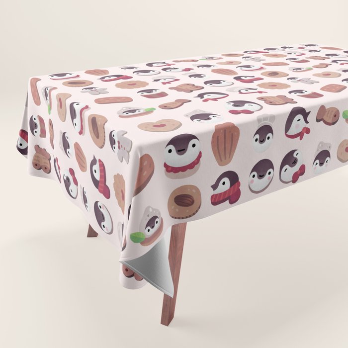 Cookie & cream & penguin - pink pattern Tablecloth Gallery Image 1