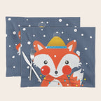 Cute christmas fox in the snow Placemat Gallery Image 1