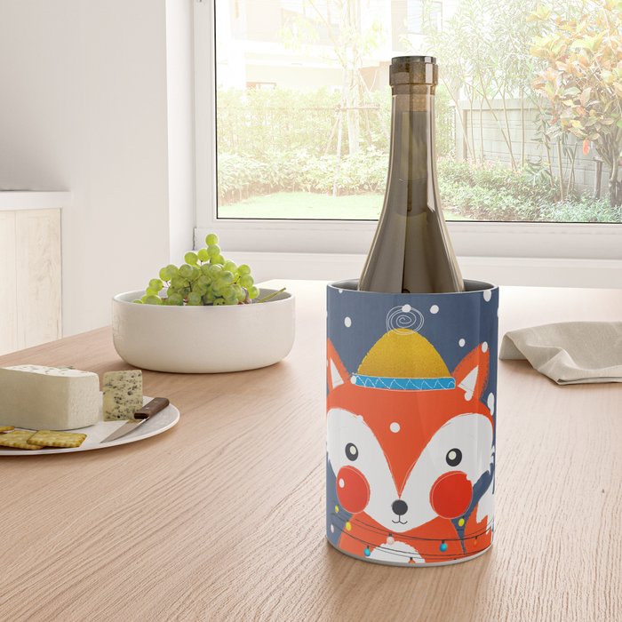 Cute christmas fox in the snow Wine Chiller Gallery Image 4