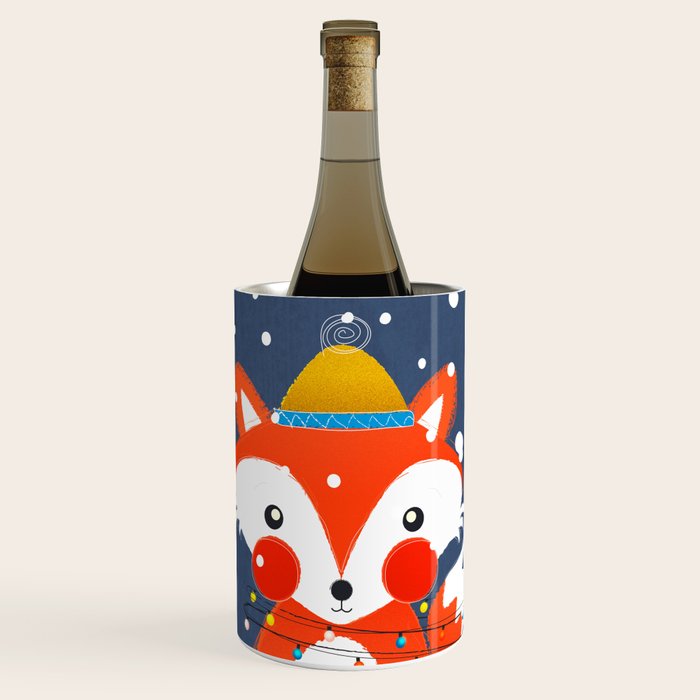 Cute christmas fox in the snow Wine Chiller Gallery Image 1