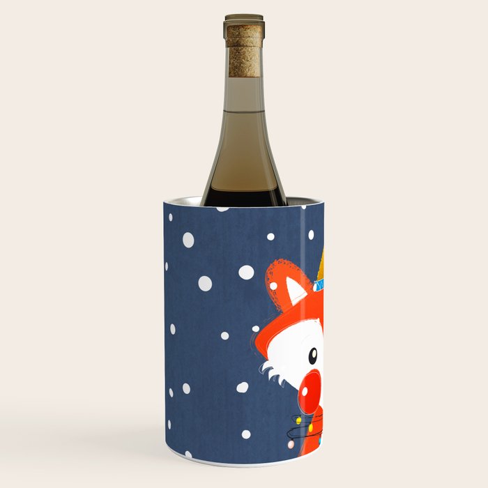 Cute christmas fox in the snow Wine Chiller Gallery Image 2
