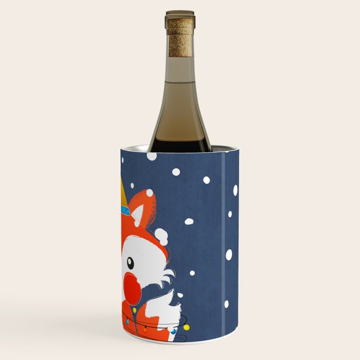 Cute christmas fox in the snow Wine Chiller Gallery Image 3