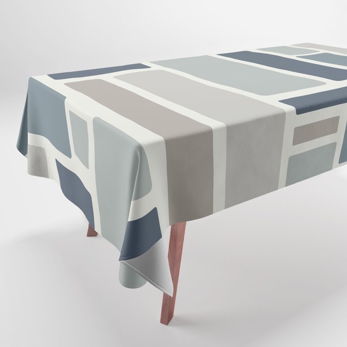 Modulus Minimalist Geometric Retro Modern Pattern in Neutral Blue Grey Tones Tablecloth Gallery Image 1