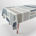 Modulus Minimalist Geometric Retro Modern Pattern in Neutral Blue Grey Tones Tablecloth Gallery Image 1