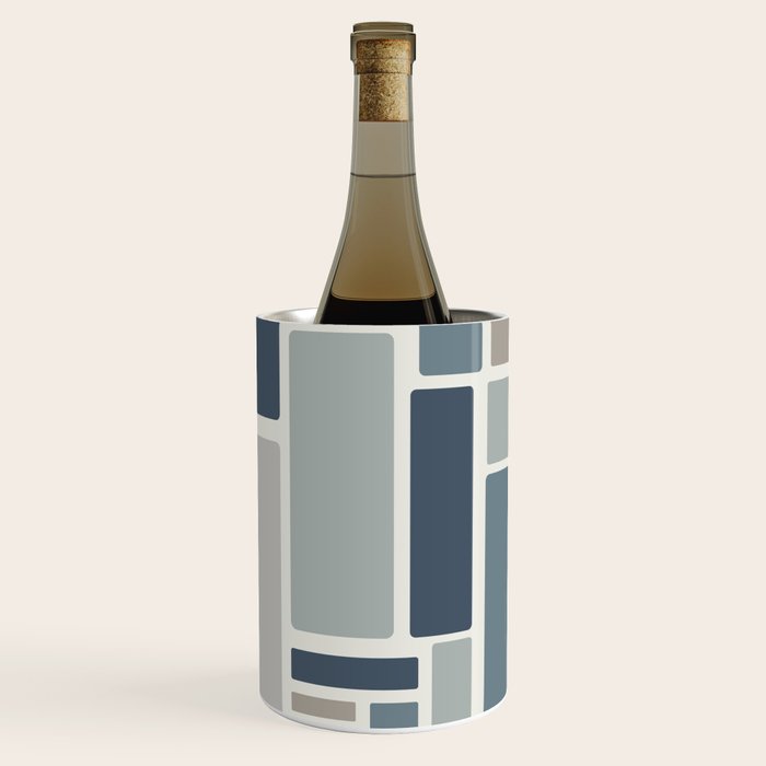 Modulus Minimalist Geometric Retro Modern Pattern in Neutral Blue Grey Tones Wine Chiller Gallery Image 1