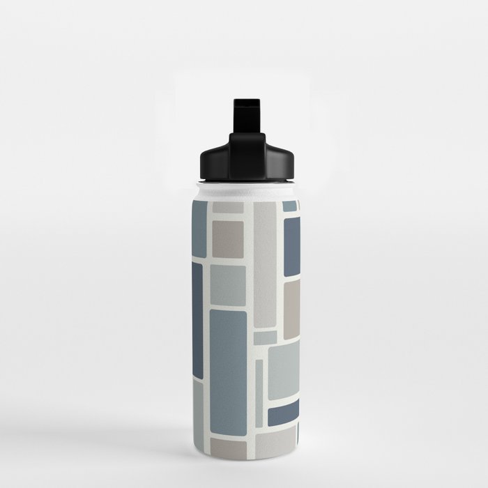 Modulus Minimalist Geometric Retro Modern Pattern in Neutral Blue Grey Tones Water Bottle Gallery Image 2