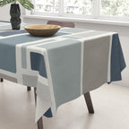 Modulus Minimalist Geometric Retro Modern Pattern in Neutral Blue Grey Tones Tablecloth Gallery Image 3