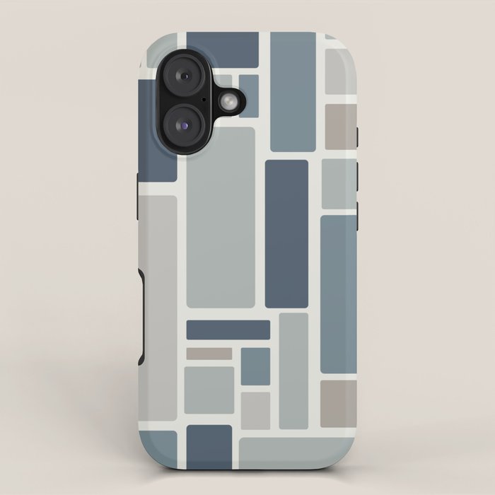 Modulus Minimalist Geometric Retro Modern Pattern in Neutral Blue Grey Tones iPhone Case Gallery Image 1