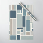 Modulus Minimalist Geometric Retro Modern Pattern in Neutral Blue Grey Tones Wrapping Paper Gallery Image 1