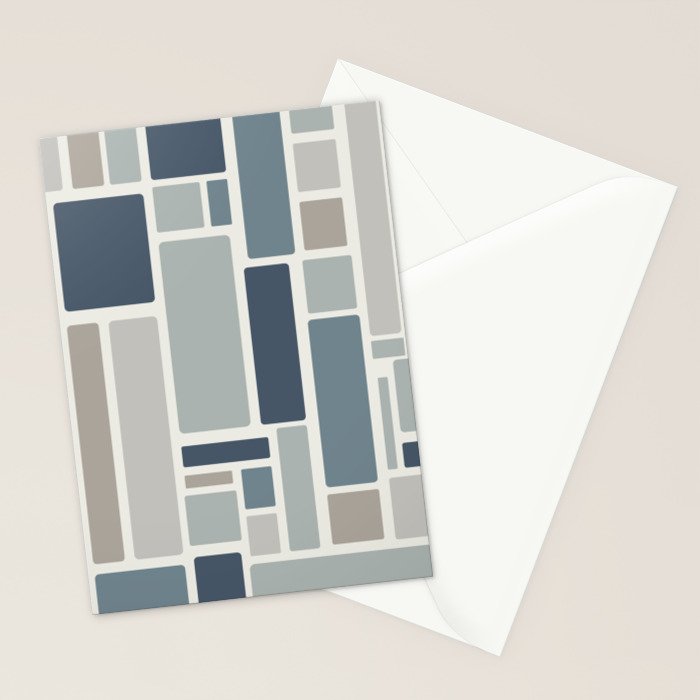 Modulus Minimalist Geometric Retro Modern Pattern in Neutral Blue Grey Tones Stationery Card Gallery Image 2