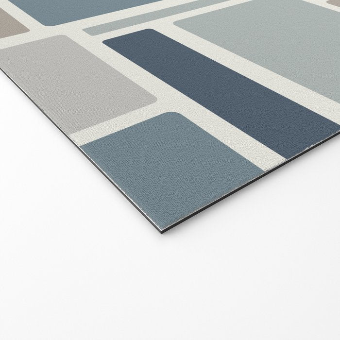 Modulus Minimalist Geometric Retro Modern Pattern in Neutral Blue Grey Tones Welcome Mat Gallery Image 2