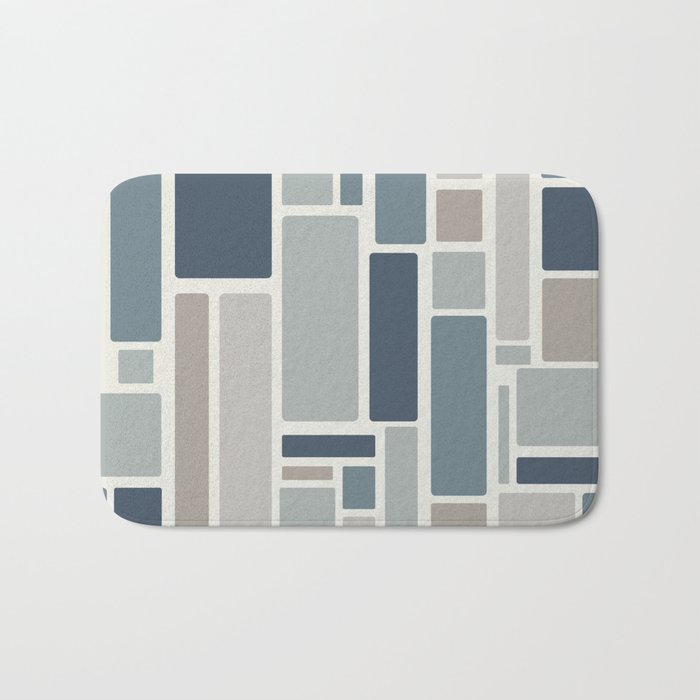 Modulus Minimalist Geometric Retro Modern Pattern in Neutral Blue Grey Tones Bath Mat Gallery Image 1