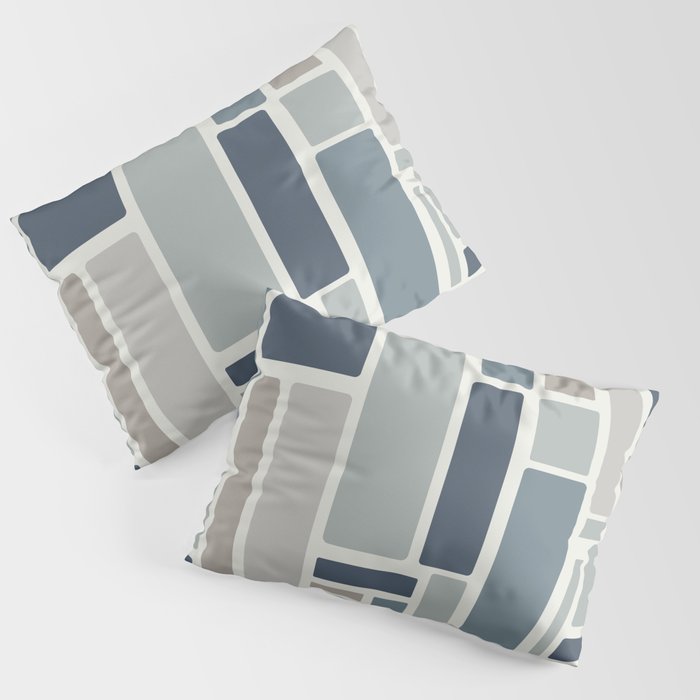 Modulus Minimalist Geometric Retro Modern Pattern in Neutral Blue Grey Tones Pillow Sham Gallery Image 3