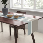 Modulus Minimalist Geometric Retro Modern Pattern in Neutral Blue Grey Tones Table Runner Gallery Image 2