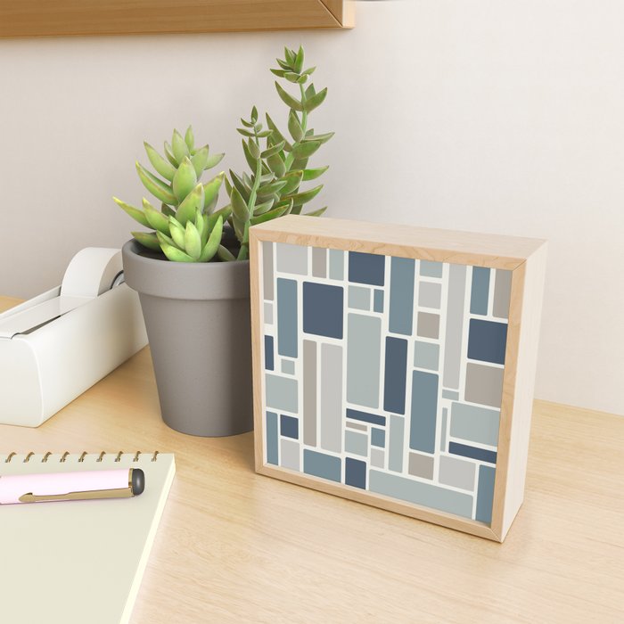 Modulus Minimalist Geometric Retro Modern Pattern in Neutral Blue Grey Tones Mini Art Print Gallery Image 2