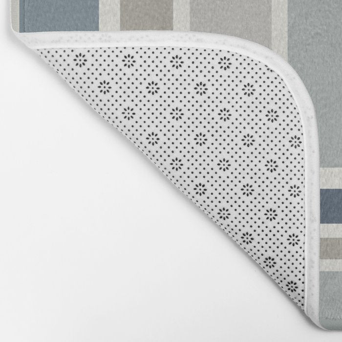 Modulus Minimalist Geometric Retro Modern Pattern in Neutral Blue Grey Tones Bath Mat Gallery Image 2