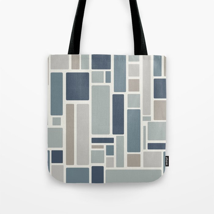 Modulus Minimalist Geometric Retro Modern Pattern in Neutral Blue Grey Tones Tote Bag Gallery Image 1