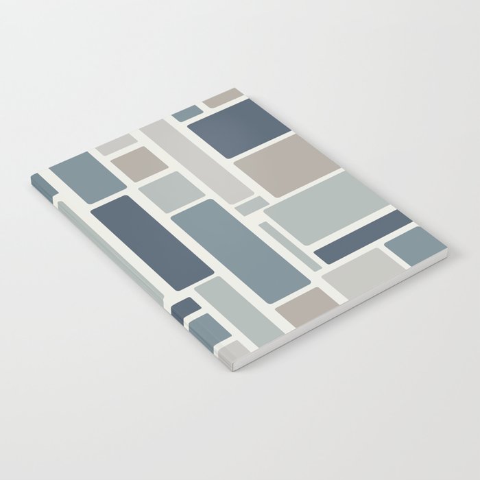 Modulus Minimalist Geometric Retro Modern Pattern in Neutral Blue Grey Tones Notebook Gallery Image 1