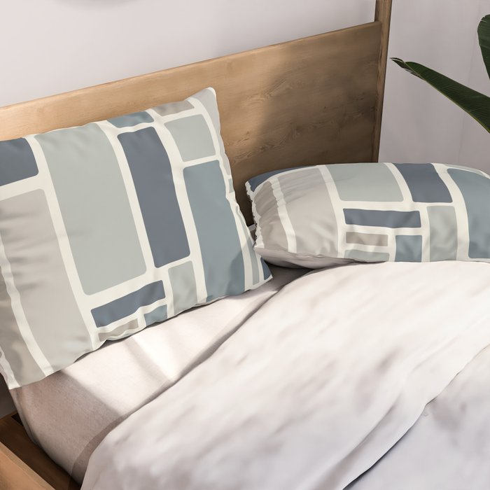 Modulus Minimalist Geometric Retro Modern Pattern in Neutral Blue Grey Tones Pillow Sham Gallery Image 2