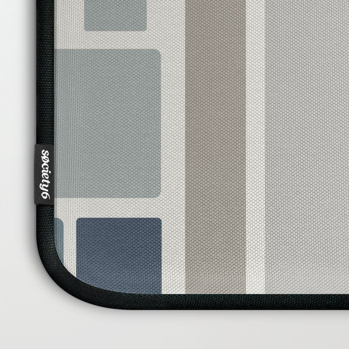 Modulus Minimalist Geometric Retro Modern Pattern in Neutral Blue Grey Tones Laptop Sleeve Gallery Image 3