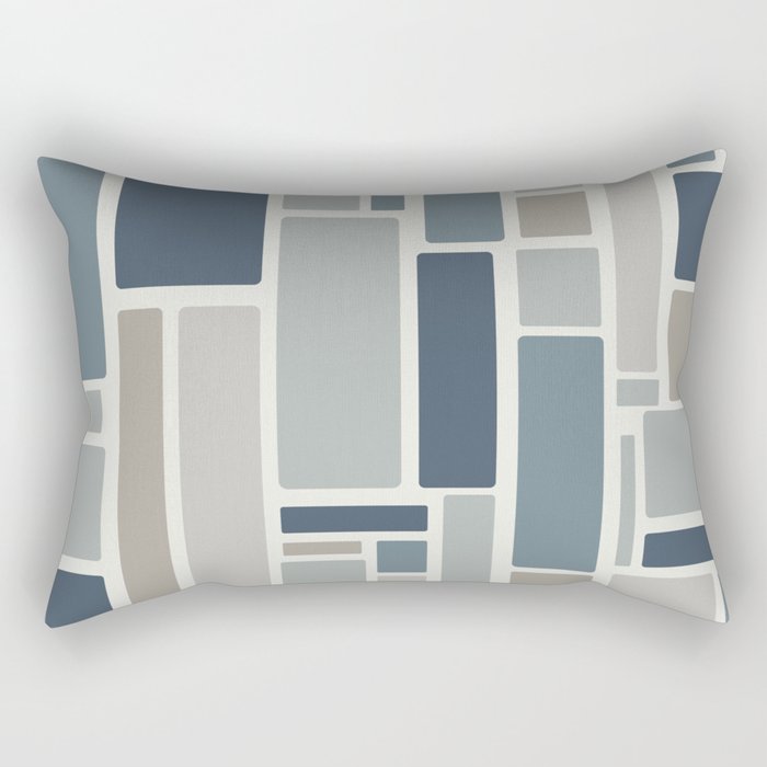 Modulus Minimalist Geometric Retro Modern Pattern in Neutral Blue Grey Tones Rectangular Pillow Gallery Image 1