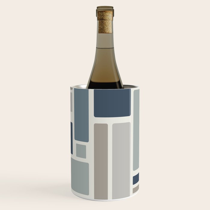 Modulus Minimalist Geometric Retro Modern Pattern in Neutral Blue Grey Tones Wine Chiller Gallery Image 2
